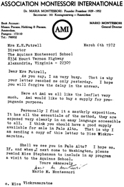 Letter from Mario Montessori to Kathleen H. Futrell